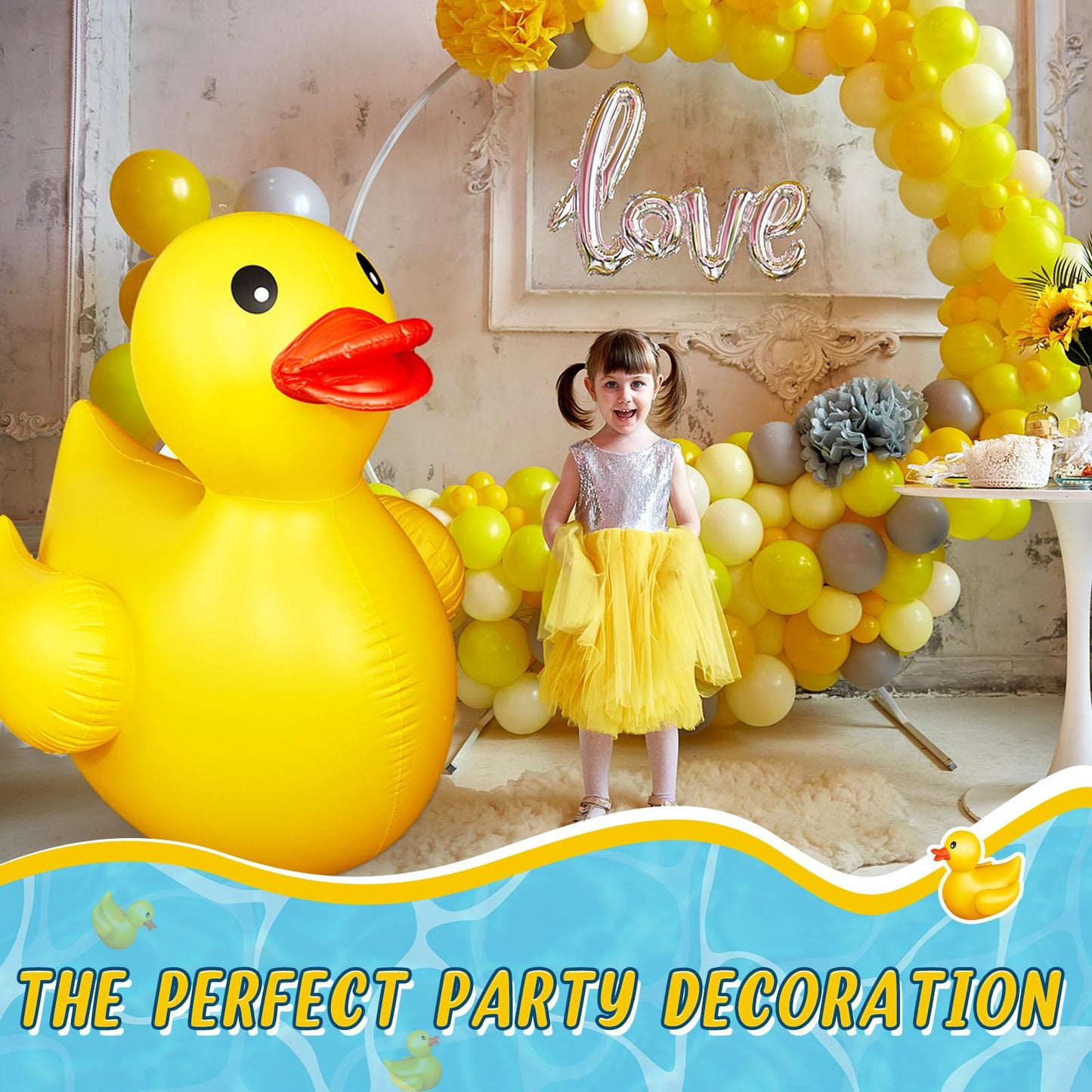 Hungdao 4ft Giant Inflatable Duck Pool Float – Large Yellow Pool Toy for Summer Fun