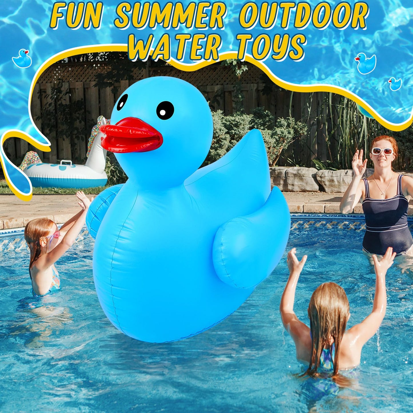 Hungdao 4ft Giant Inflatable Duck Pool Float – Large Blue Rubber Duck for Summer Parties, Beaches & Parades