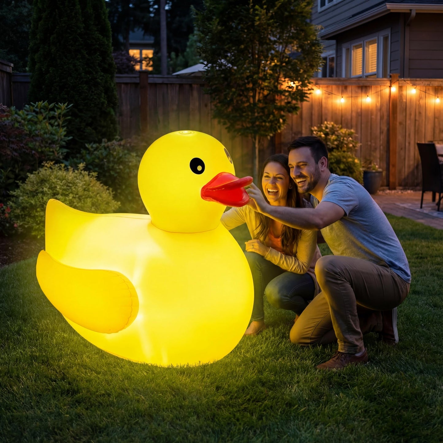 Hungdao 4ft Light-Up Inflatable Duck Pool Floats - 2-Pack LED Glow for Parties