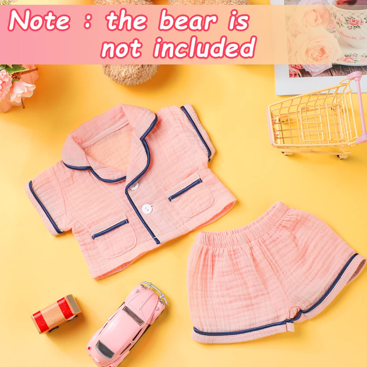 Hungdao Bear Clothes Pajamas for 14-Inch Bears – Pink 2-Piece Outfit