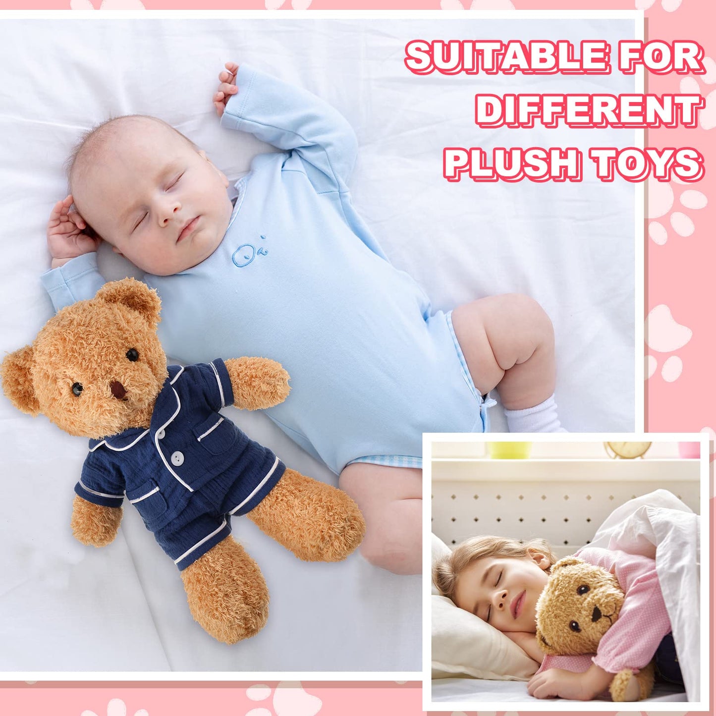 Hungdao 2 Sets Bear Pajamas for 14-18 Inch Plush Toys – Pink & Blue