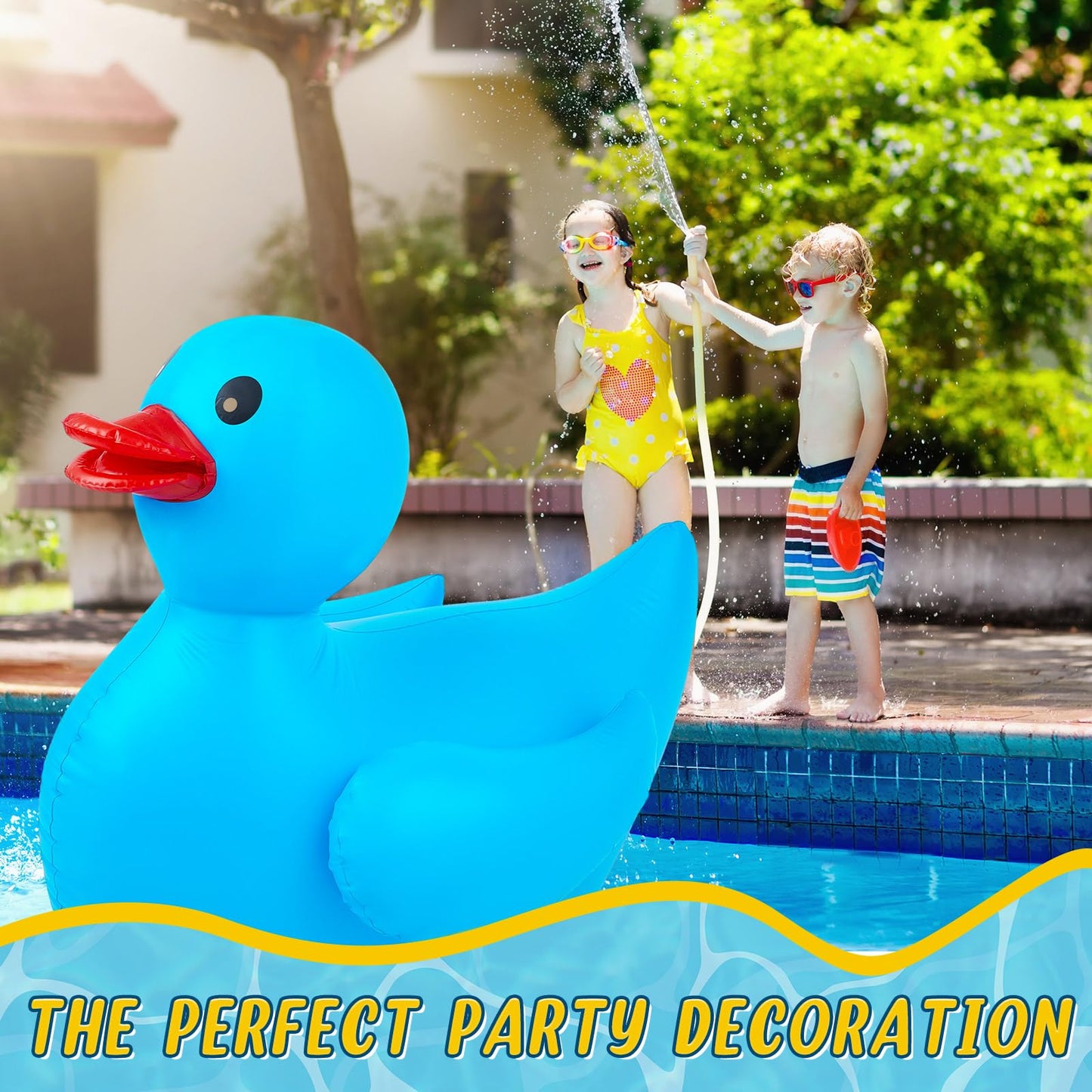 Hungdao 4ft Giant Inflatable Duck Pool Float – Large Blue Rubber Duck for Summer Parties, Beaches & Parades