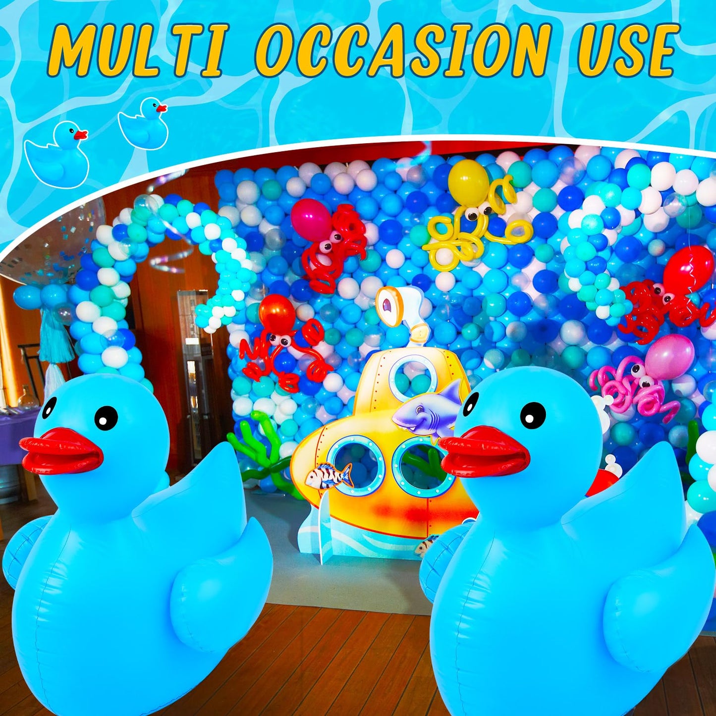 Hungdao 4ft Giant Inflatable Duck Pool Float – Large Blue Rubber Duck for Summer Parties, Beaches & Parades
