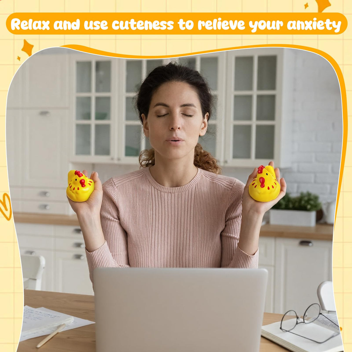 Hungdao 2 Pcs Chicken Stress Toys – Squeeze Balls for Stress Relief, Sensory Play, and Gift Ideas