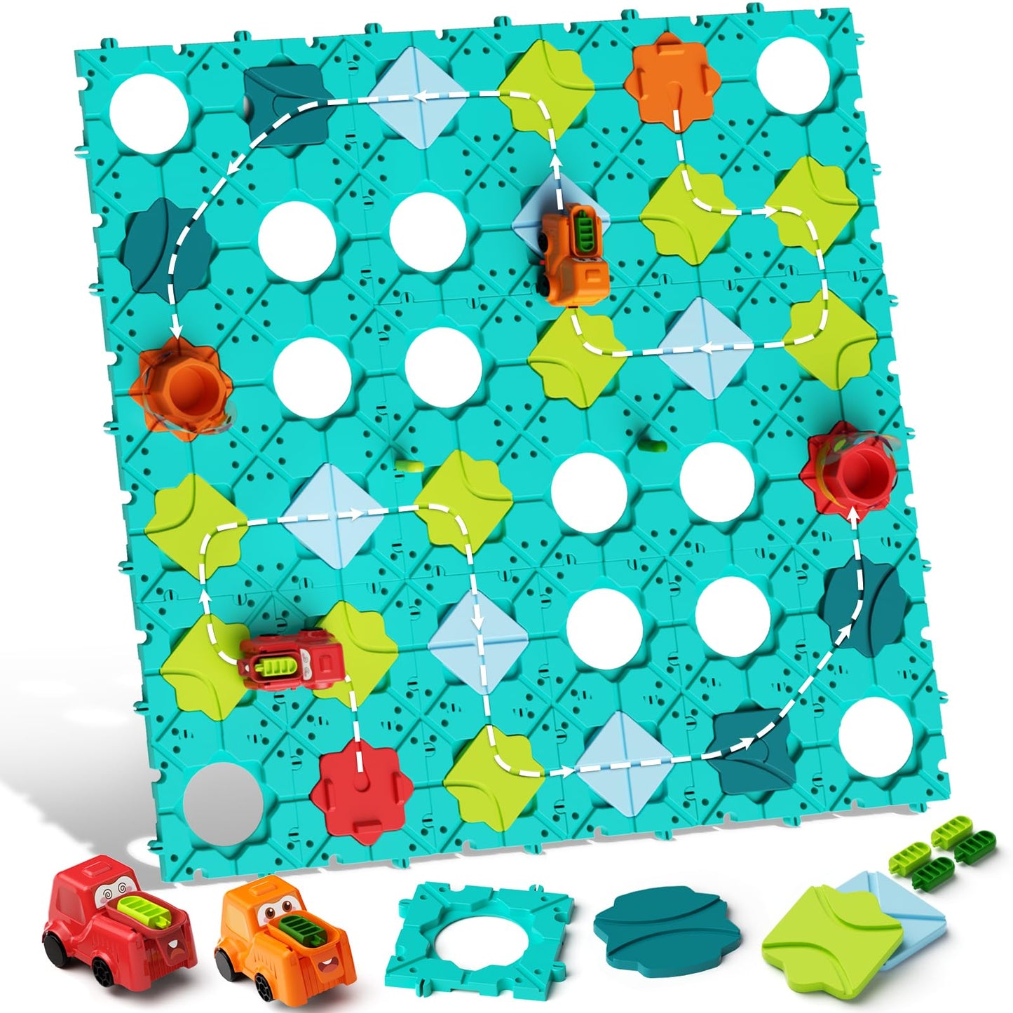 Hunloot Logic Road Builder – Large STEM Puzzle Board Game for 4-8 Year Olds | Montessori Brain Teasers