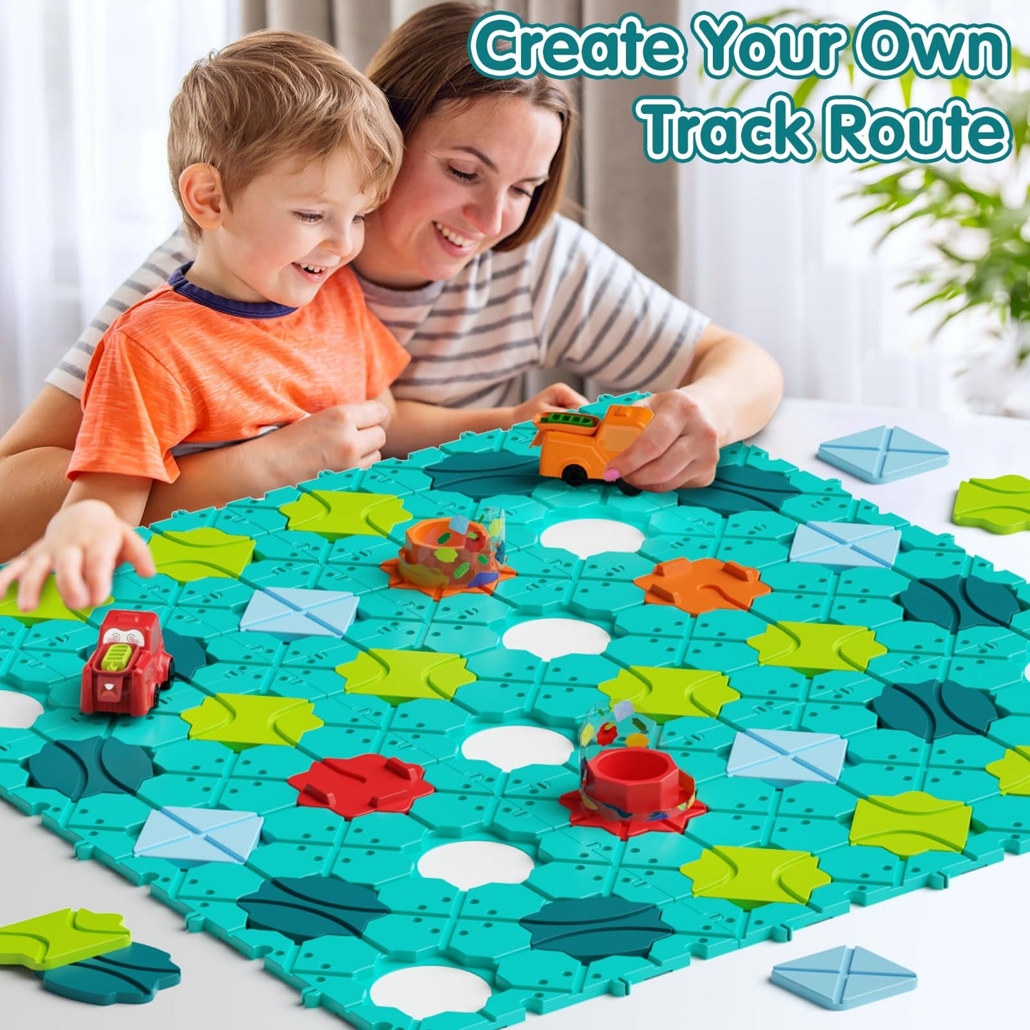 Hunloot Logic Road Builder – Large STEM Puzzle Board Game for 4-8 Year Olds | Montessori Brain Teasers