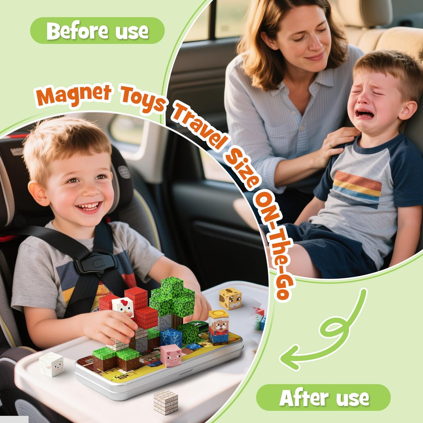 Hunloot Mini Magnetic Blocks Farm Animals – 35pc Travel STEM Toy for Ages 4-8