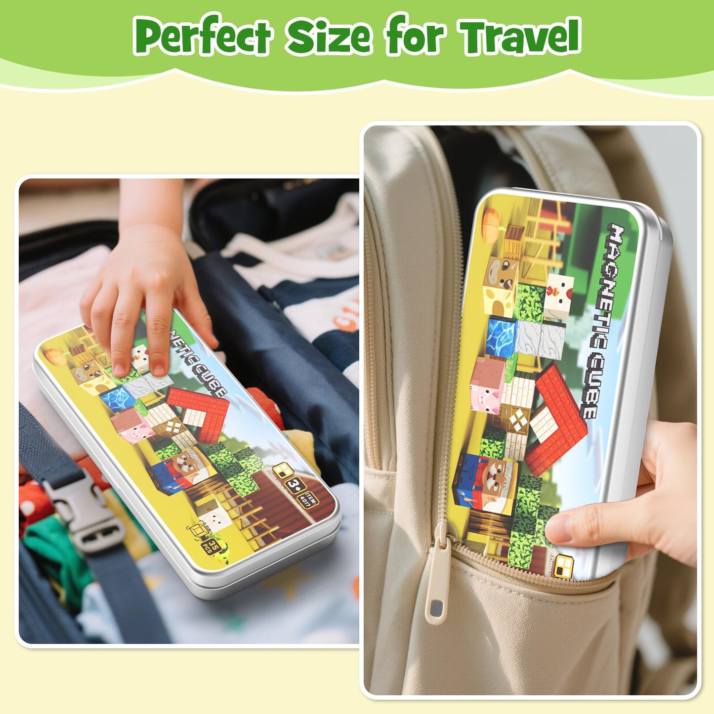 Hunloot Mini Magnetic Blocks Farm Animals – 35pc Travel STEM Toy for Ages 4-8