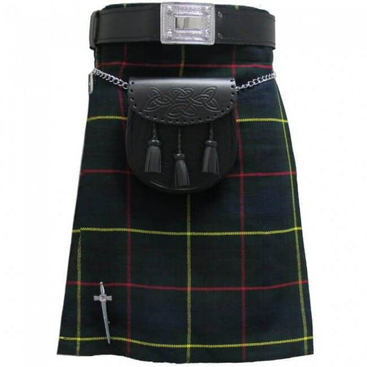 Hunting Stewart Tartan Scottish Men's Kilt Outfit Pin, Buckle, Belt, Sporran Set