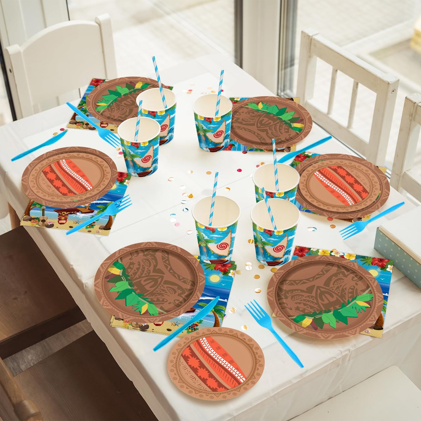 Huorege 168Pcs Ocean Party Supplies – Beach Theme Tableware for 24 Guests