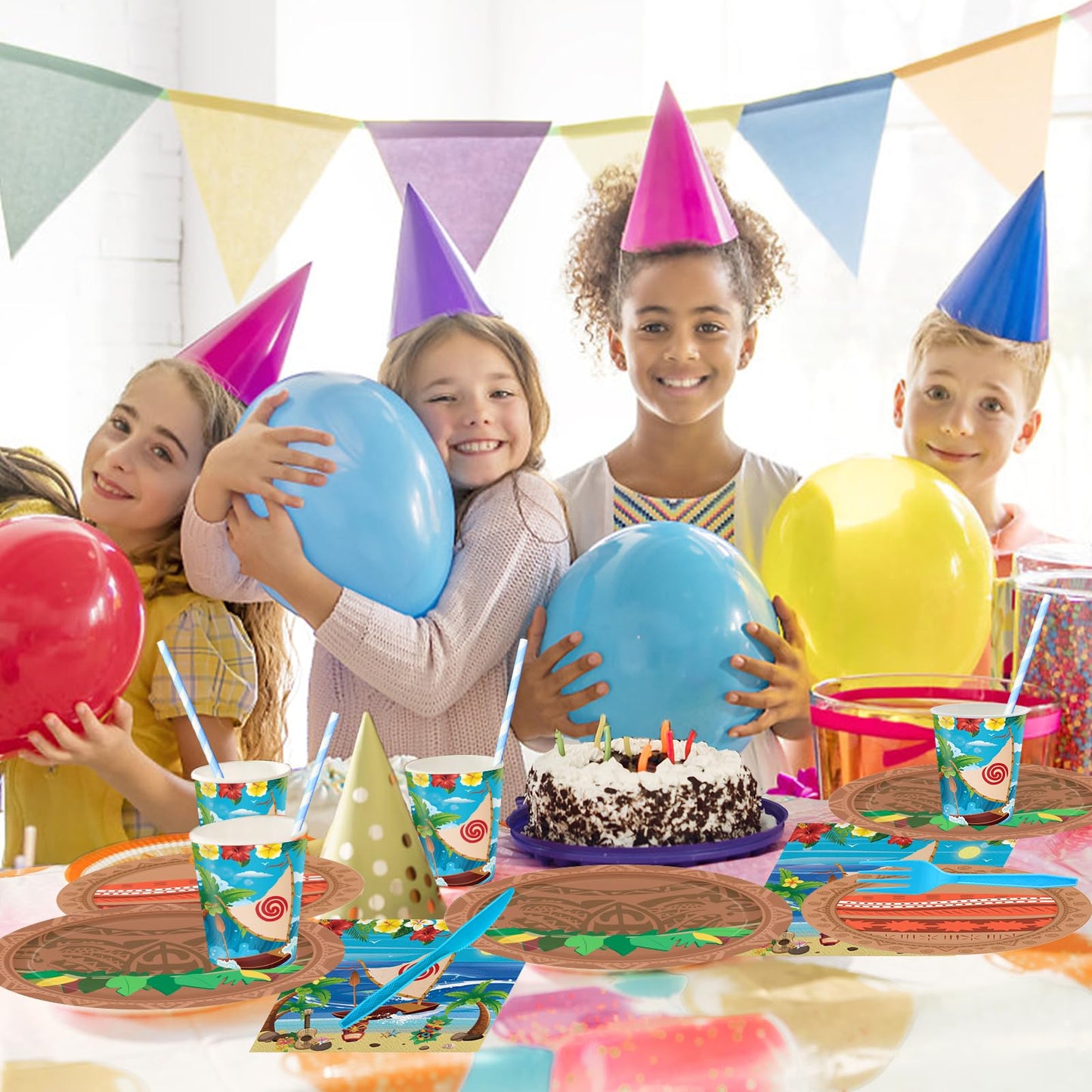 Huorege 168Pcs Ocean Party Supplies – Beach Theme Tableware for 24 Guests