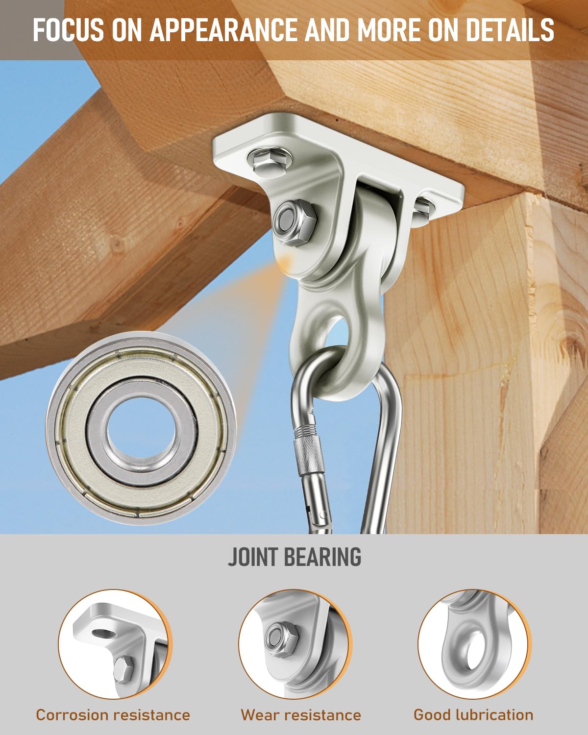 HUPBIPY Heavy Duty Porch Swing Hangers Kit (2 Pack) – Aluminum Alloy, 5000 Lbs Capacity
