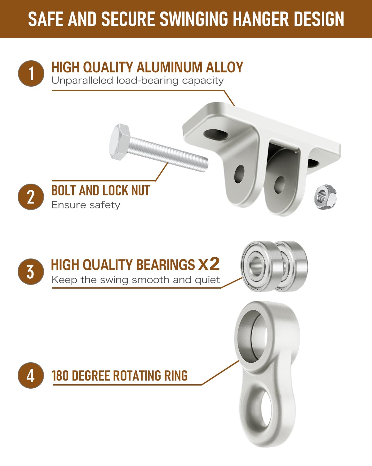 HUPBIPY Heavy Duty Porch Swing Hangers Kit (8 Pack) – Anti-Rust Aluminum