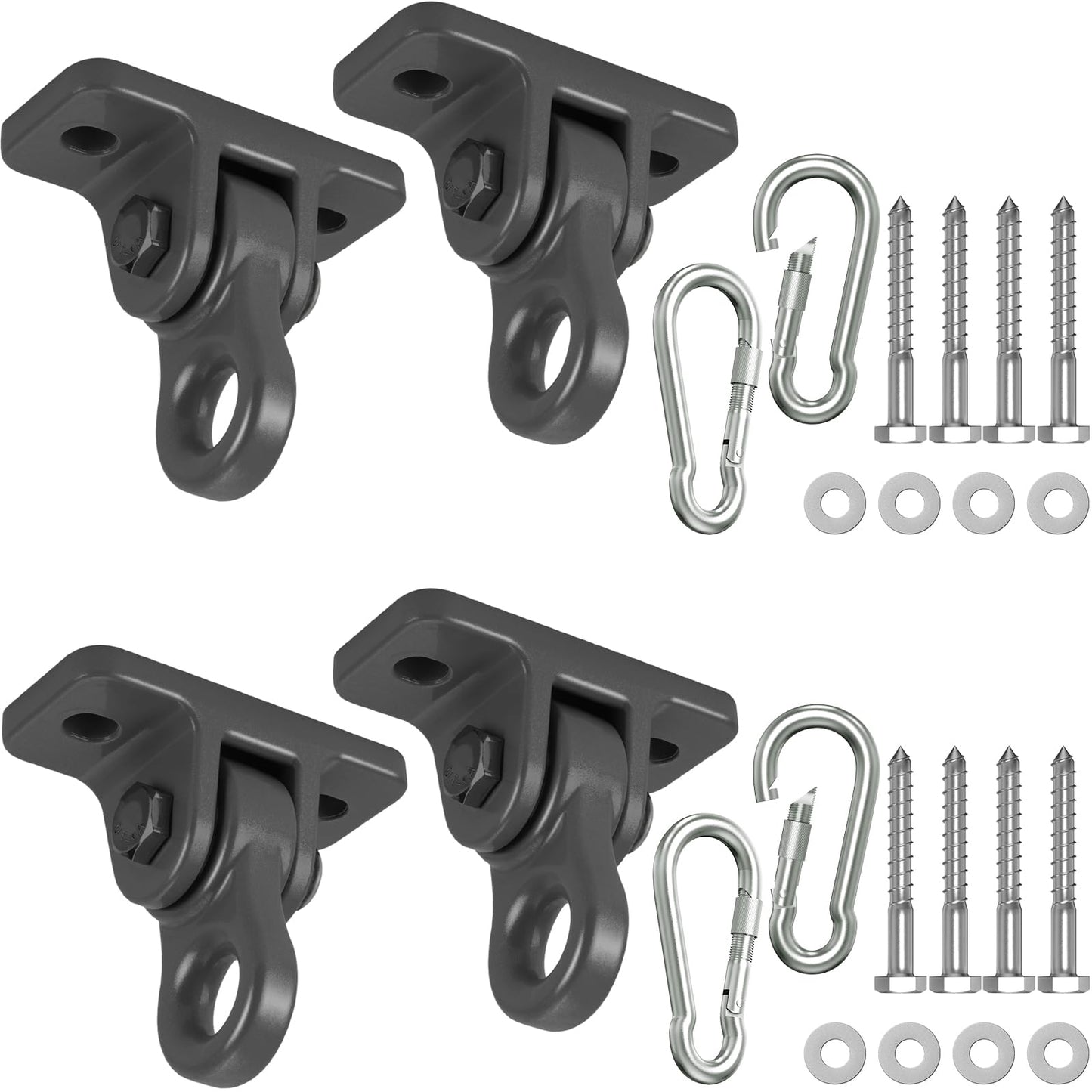 HUPBIPY Heavy Duty Porch Swing Hangers Kit – 4 Pack Black, Anti-Rust Aluminum, Easy Install