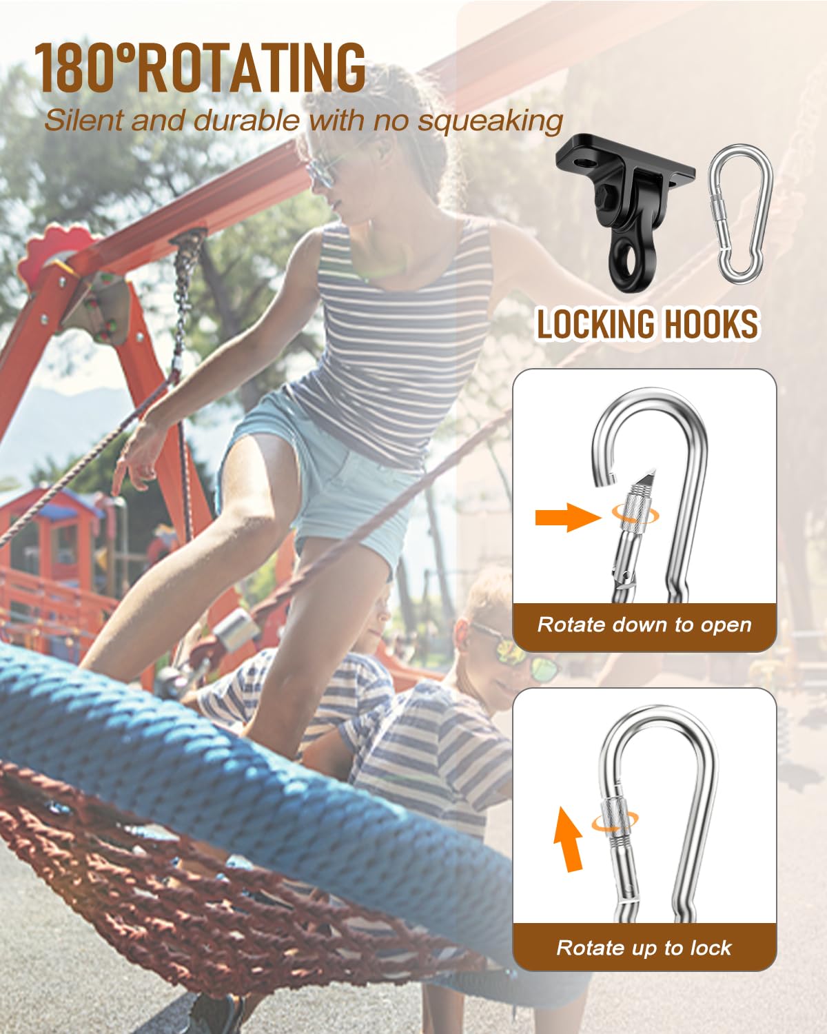 HUPBIPY Heavy Duty Porch Swing Hangers Kit – 4 Pack Black, Anti-Rust Aluminum, Easy Install