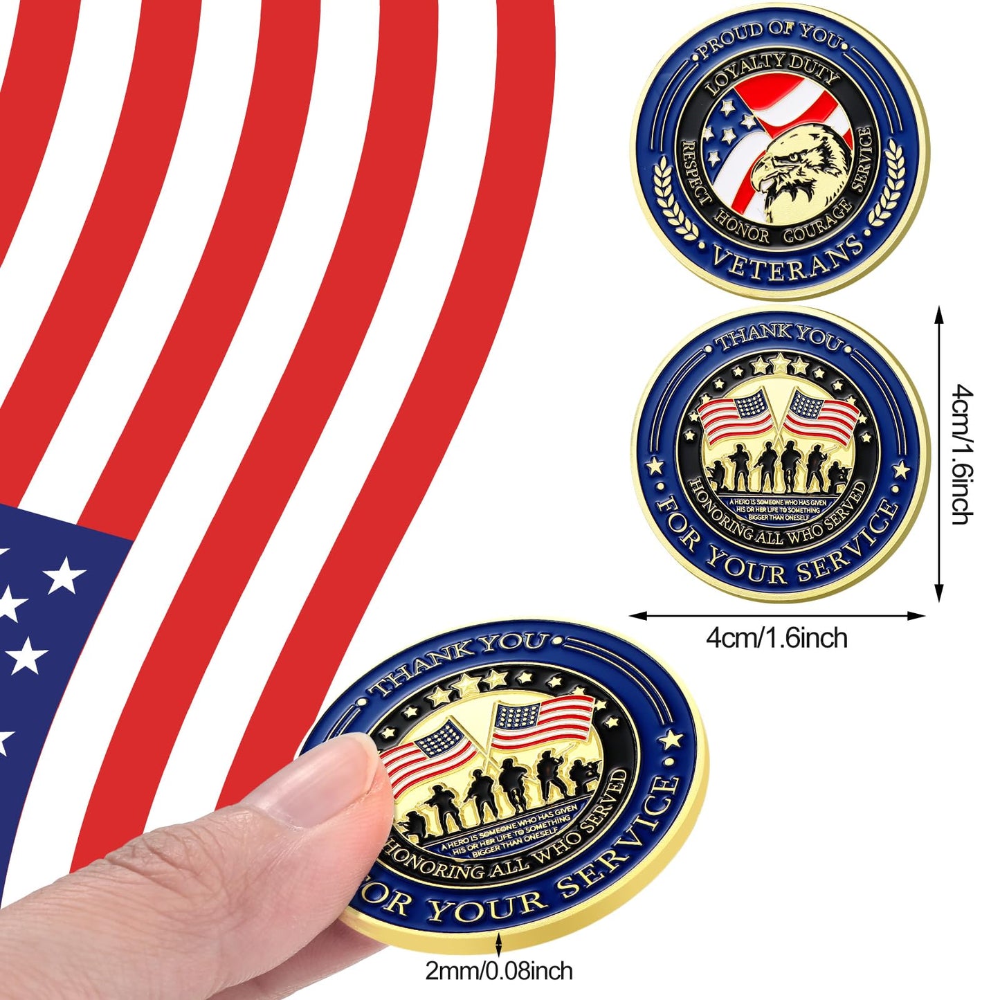 Huquary 20 Pcs Military Challenge Coins – Veteran Gifts & Thank You for Your Service