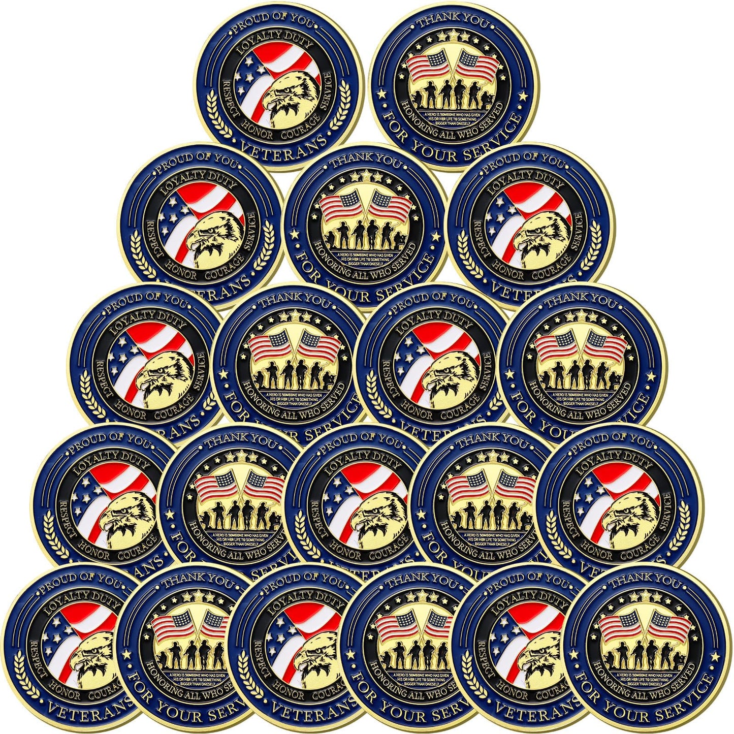 Huquary 20 Pcs Military Challenge Coins – Veteran Gifts & Thank You for Your Service