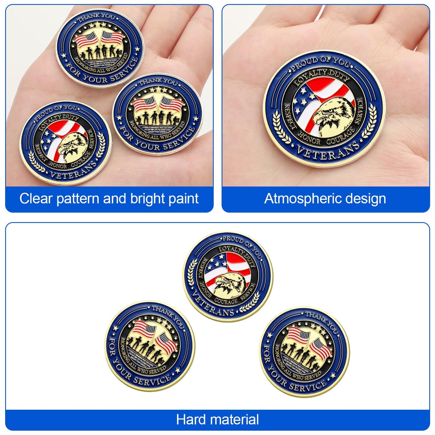 Huquary 20 Pcs Military Challenge Coins – Veteran Gifts & Thank You for Your Service