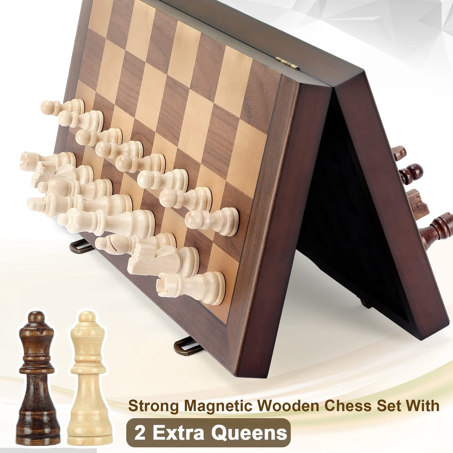 Hurdaos Magnetic Wooden Chess Set – Folding 12-Inch Board with Handmade Pieces