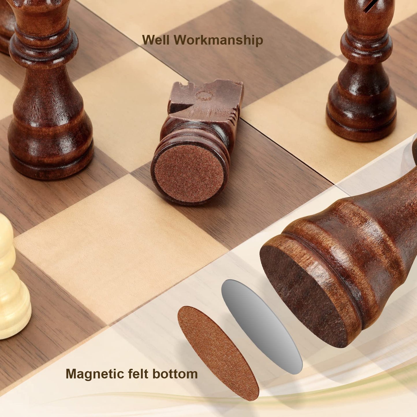 Hurdaos Magnetic Wooden Chess Set – Folding 12-Inch Board with Handmade Pieces