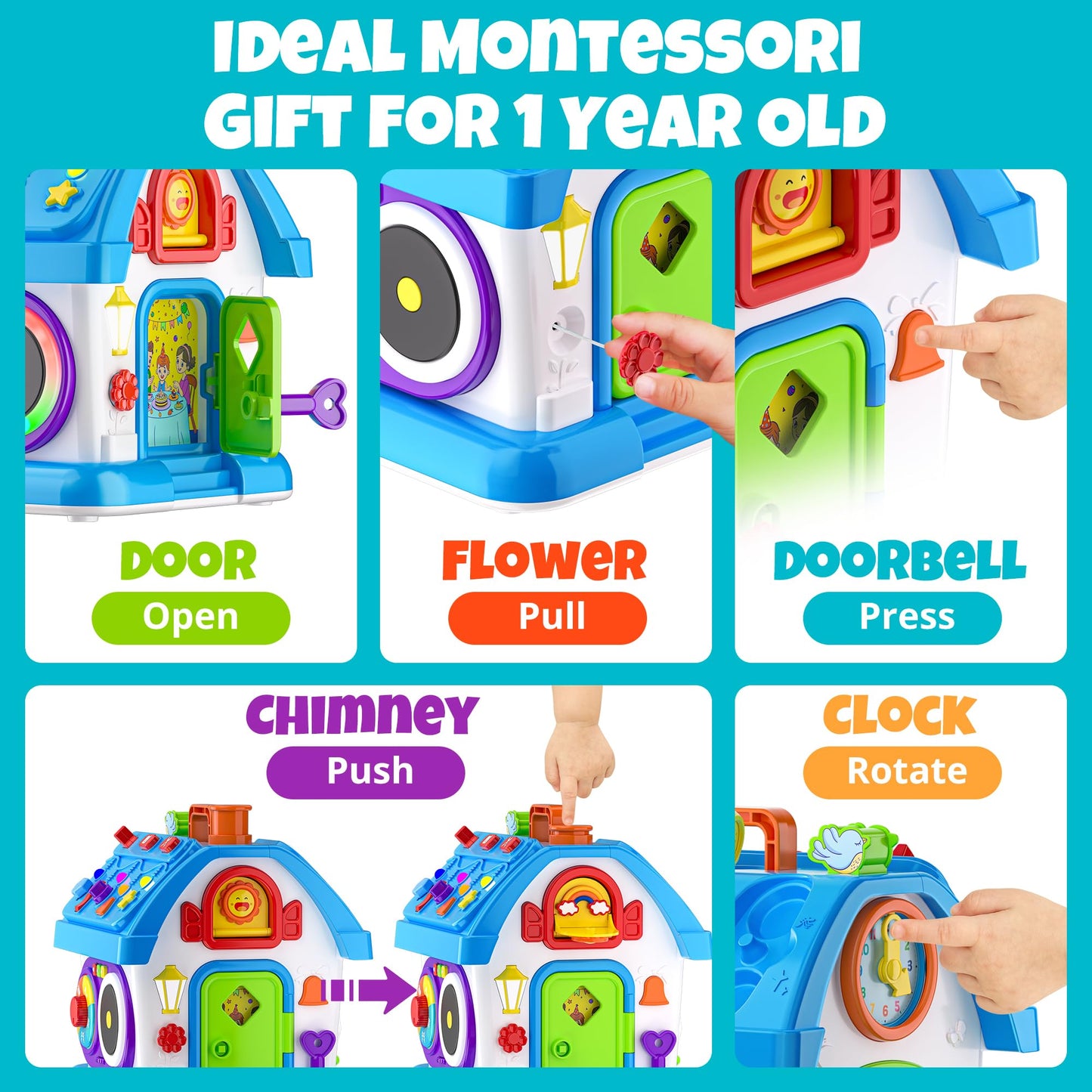 Hurdaos Montessori Toy House – Educational 24+ Functions for 12-18 Months