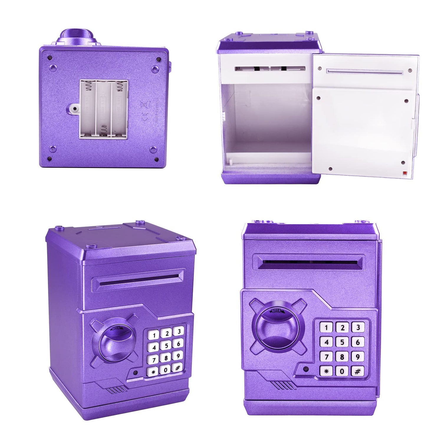 HUSAN Piggy Bank with 4-Digit Password – Secure Kids Coin Bank (Purple Gold)