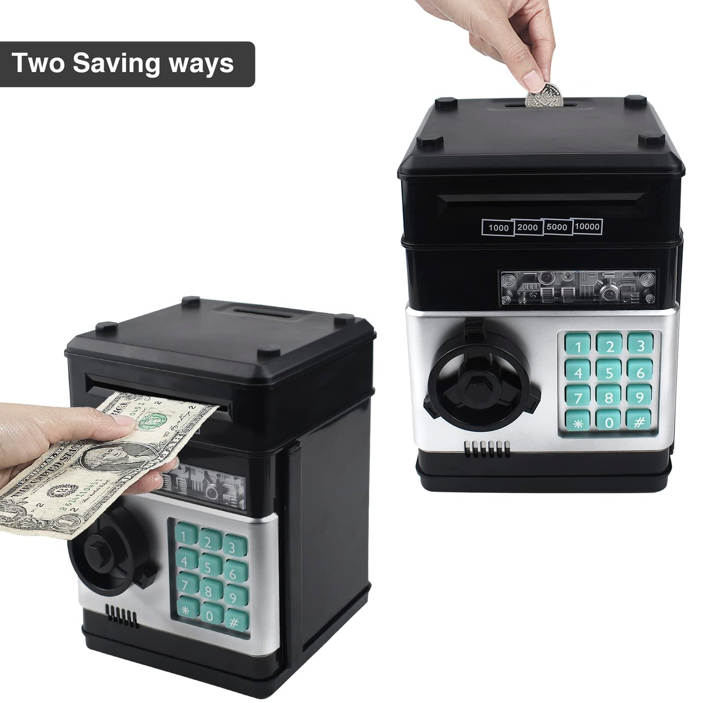 HUSAN Piggy Bank for Kids – Electronic Password Savings Bank (4-Digit Code, Black)
