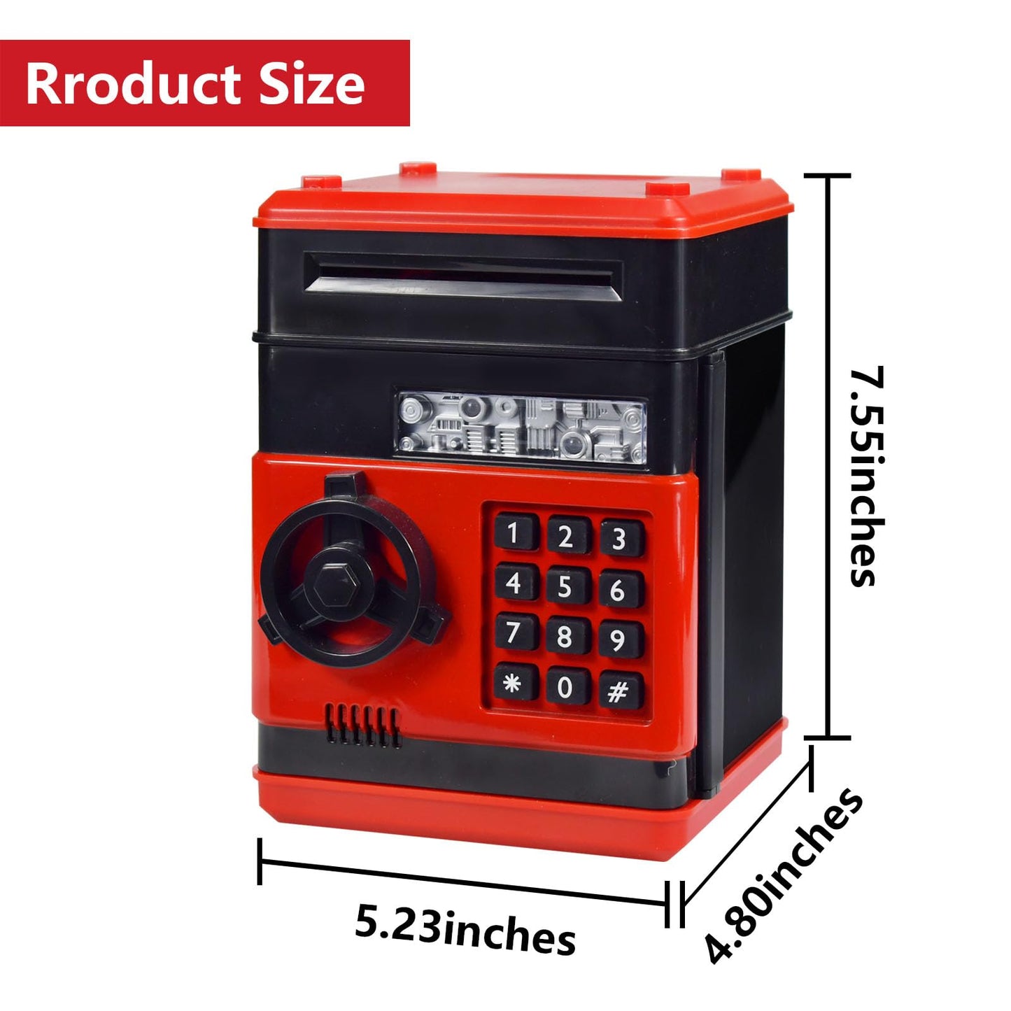 HUSAN Piggy Bank – Electronic Password-Locked Money Box for Kids (Red/Black)