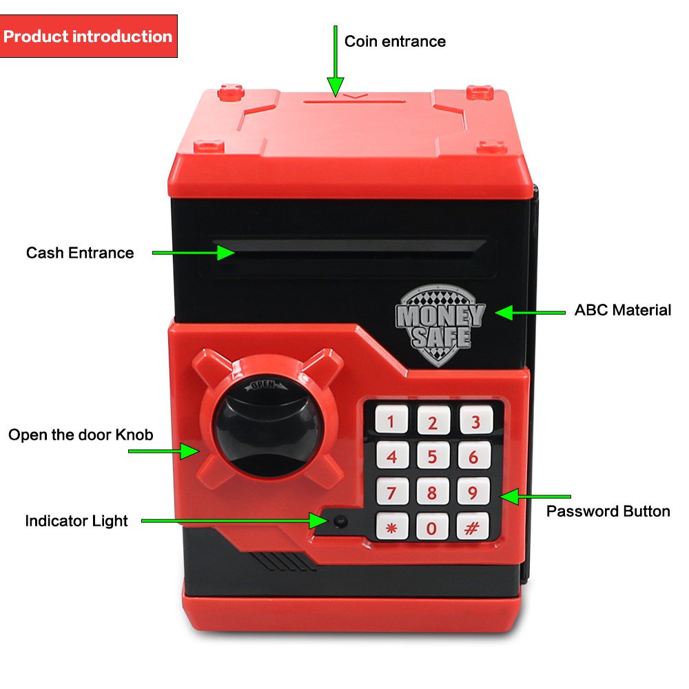 HUSAN Piggy Bank for Kids – Electronic Password Lock Money Bank with Coin and Cash Saving