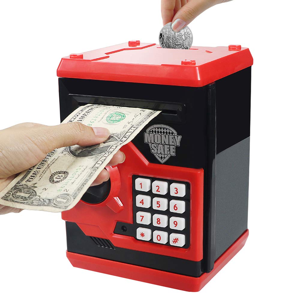 HUSAN Piggy Bank for Kids – Electronic Password Lock Money Bank with Coin and Cash Saving
