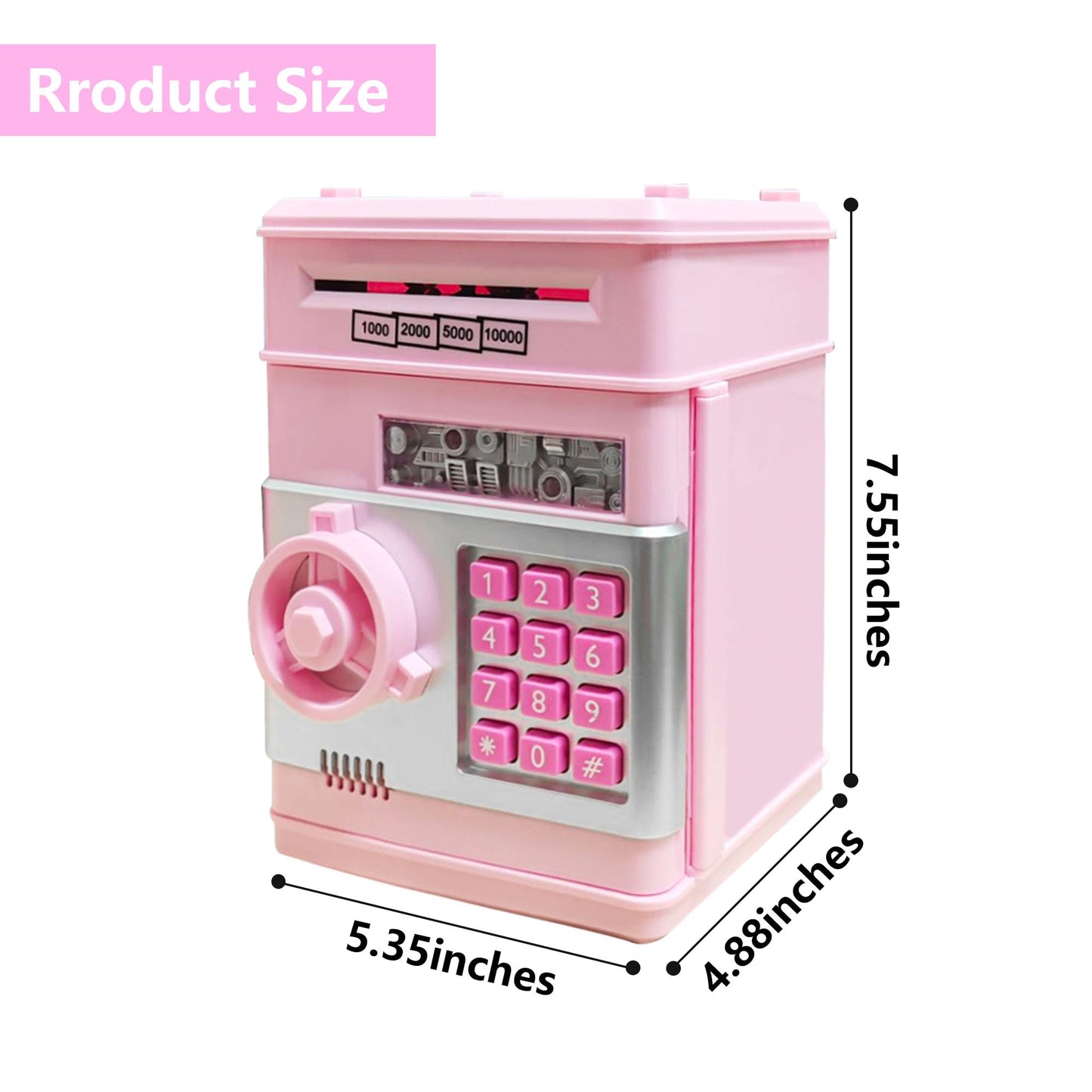 HUSAN Piggy Bank for Kids - Electronic Password Lock Money Box (Light Pink)