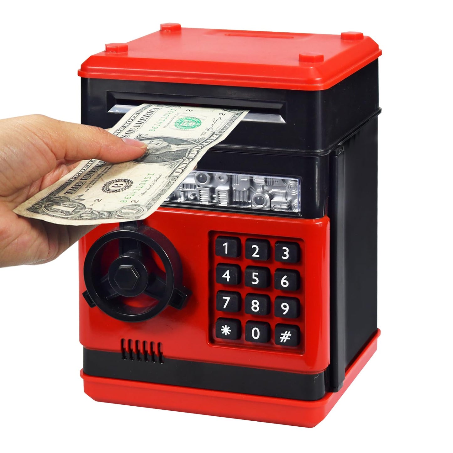 HUSAN Piggy Bank – Electronic Password-Locked Money Box for Kids (Red/Black)