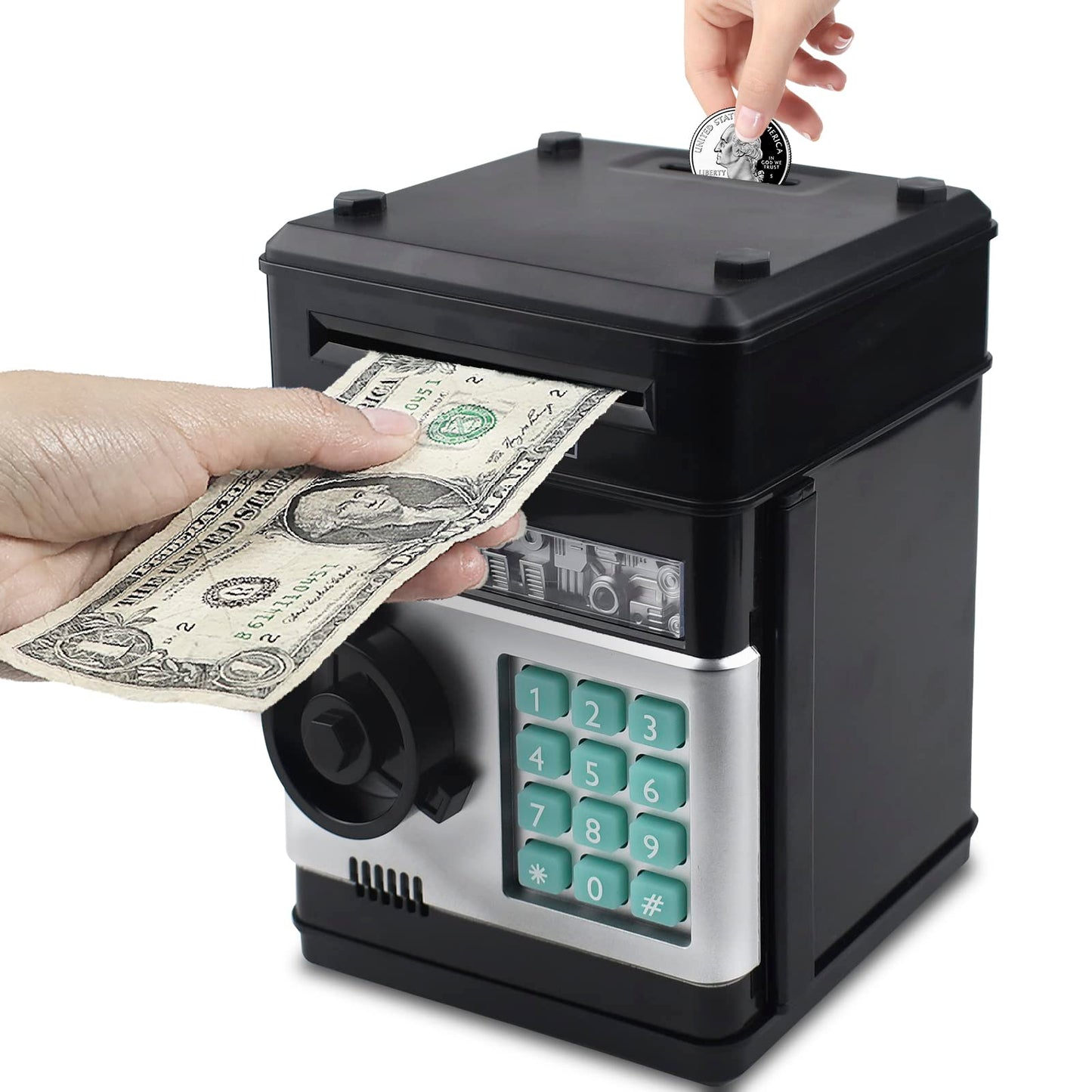 HUSAN Piggy Bank for Kids – Electronic Password Savings Bank (4-Digit Code, Black)
