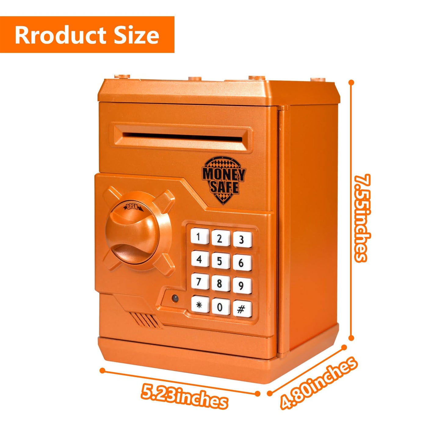 HUSAN Piggy Bank for Kids - Electronic Password Lock Coin Bank (Orange)