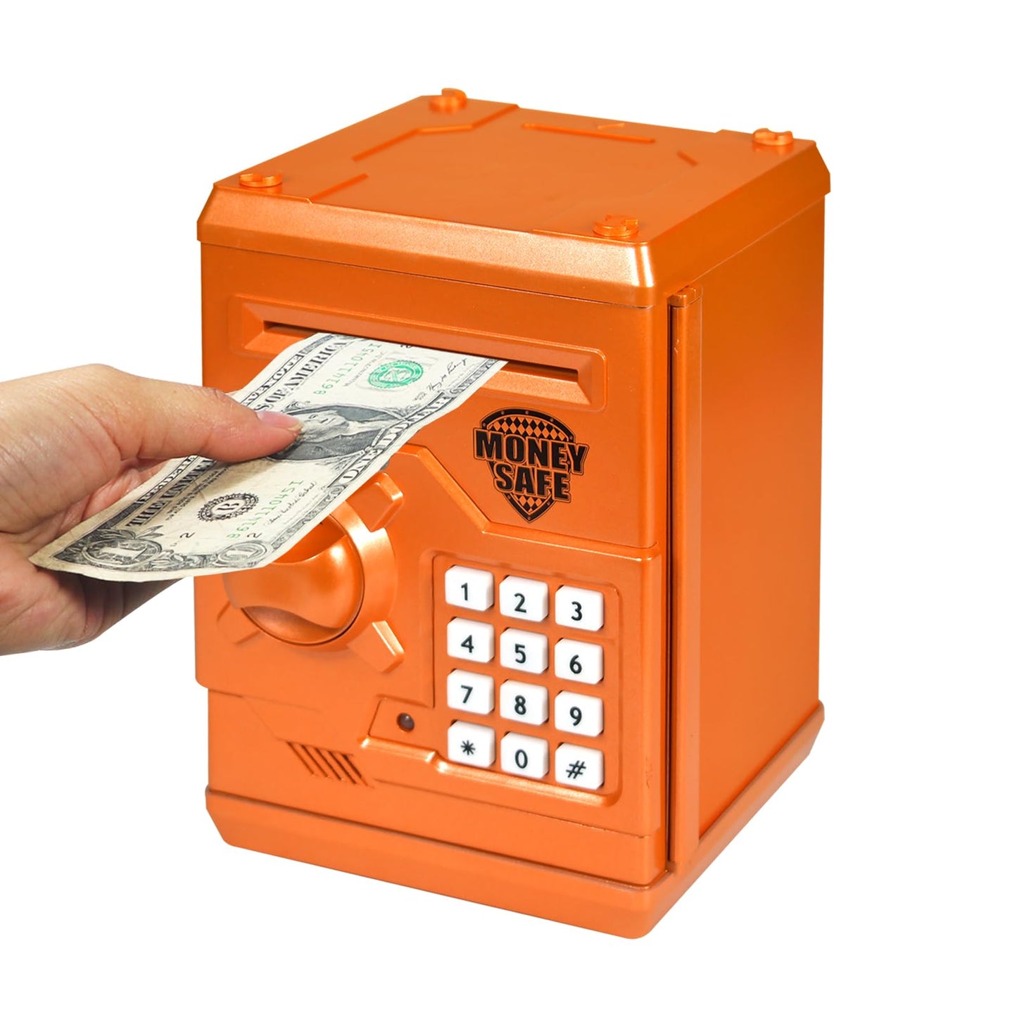 HUSAN Piggy Bank for Kids - Electronic Password Lock Coin Bank (Orange)