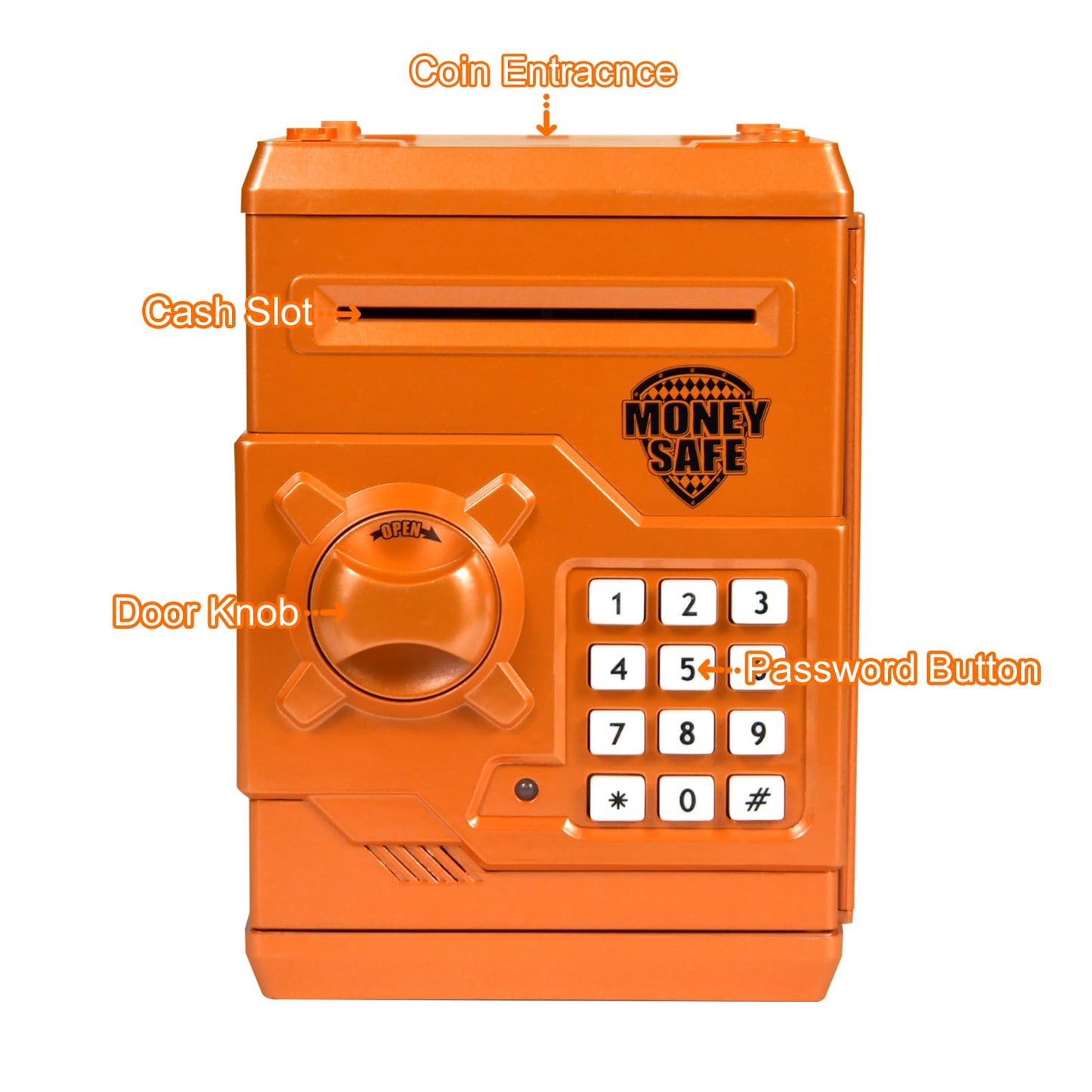 HUSAN Piggy Bank for Kids - Electronic Password Lock Coin Bank (Orange)