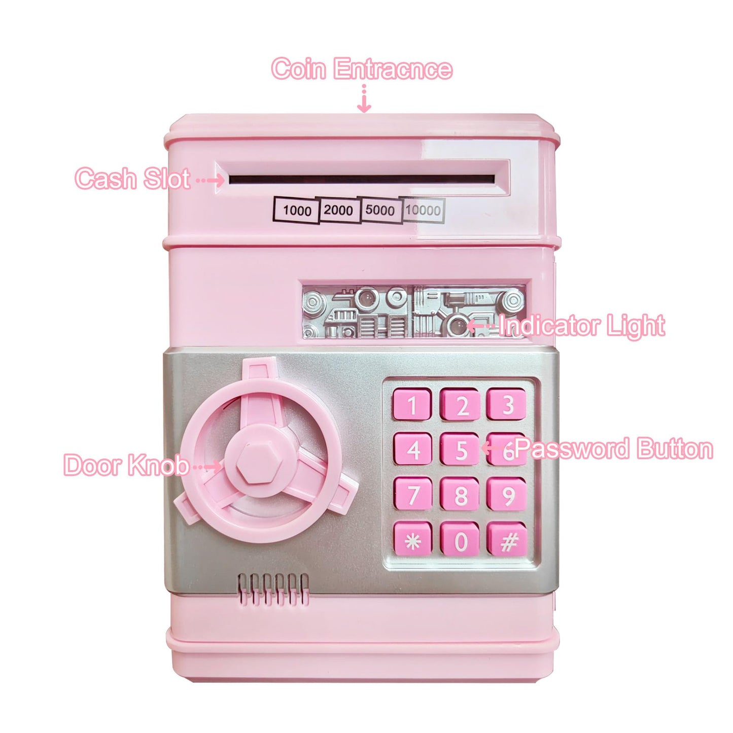 HUSAN Piggy Bank for Kids - Electronic Password Lock Money Box (Light Pink)
