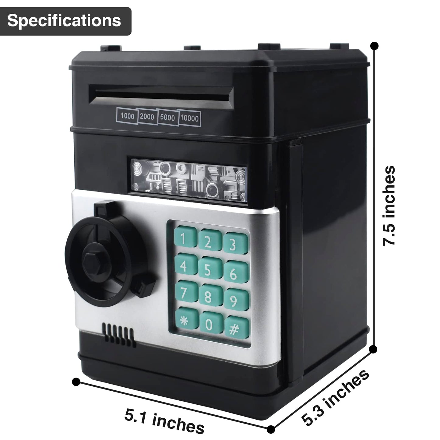 HUSAN Piggy Bank for Kids – Electronic Password Savings Bank (4-Digit Code, Black)