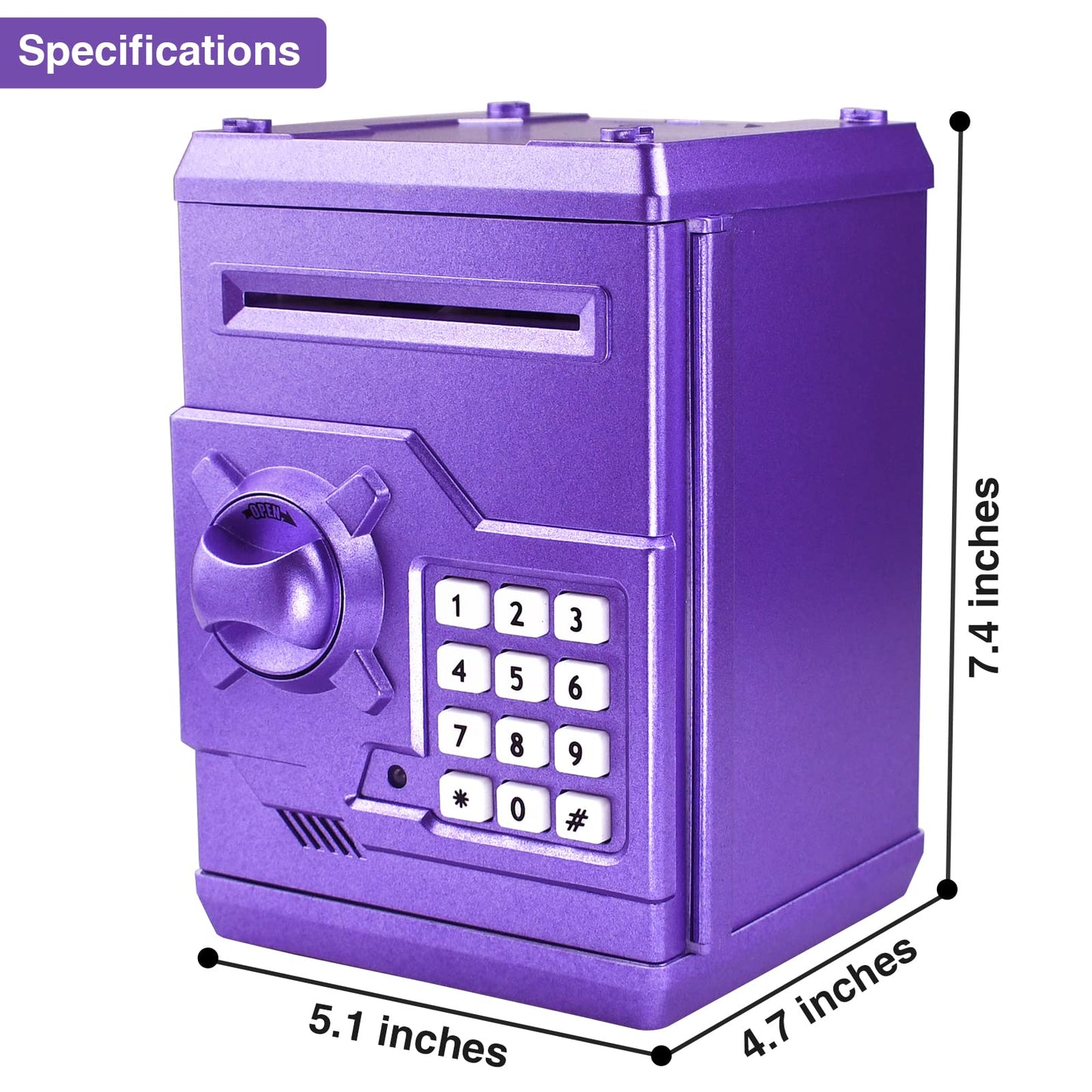 HUSAN Piggy Bank with 4-Digit Password – Secure Kids Coin Bank (Purple Gold)