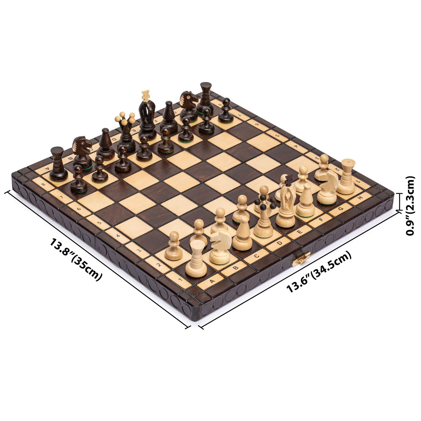 Husaria European International Chess Set – Handcrafted King's Classic, 13.8-Inch Board & Pieces