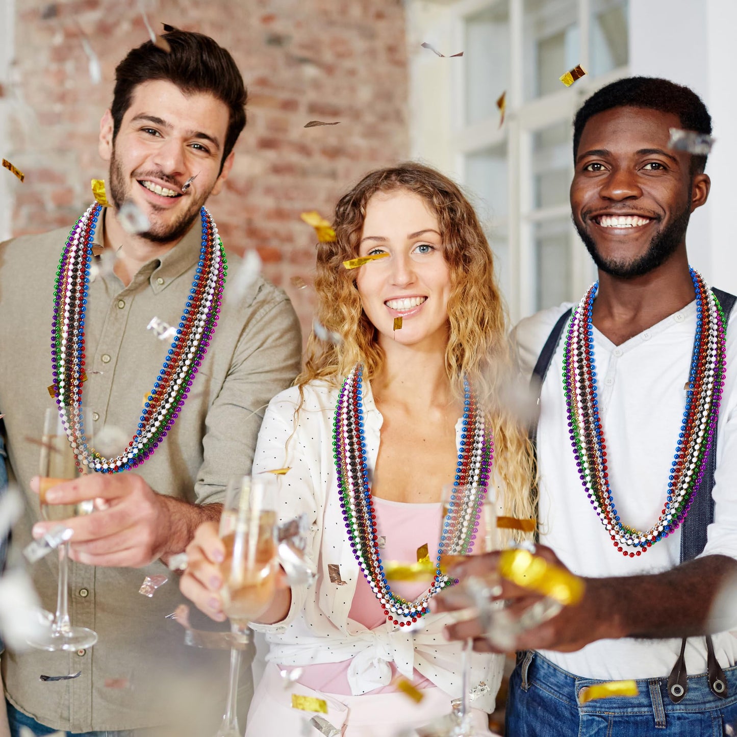 Huskein 200PCS Mardi Gras Beads – 33in Necklace, Colorful Party Bulk