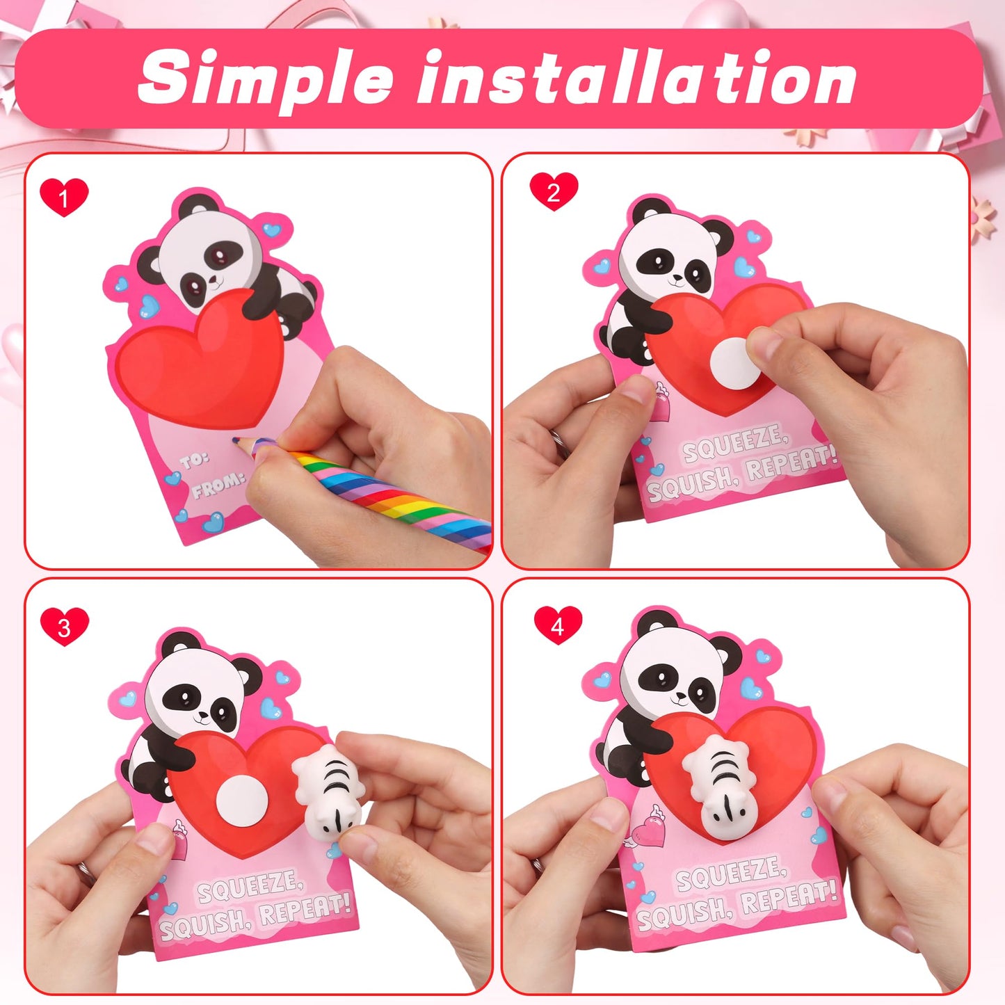 Huyamap 28 Pack Kids Valentines Day Cards with Mochi Squishies – Classroom Gifts