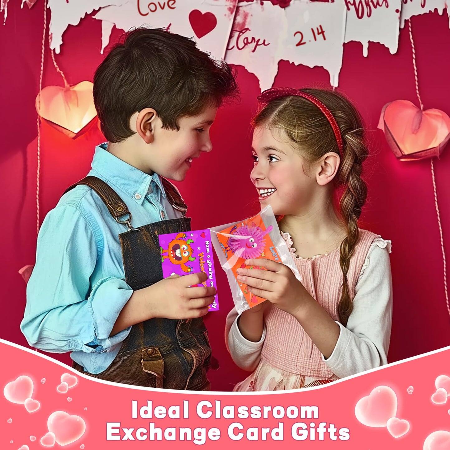 Huyamap 24-Pack Valentines LED Puffer Balls + Cards & Gift Bags | Classroom Gifts