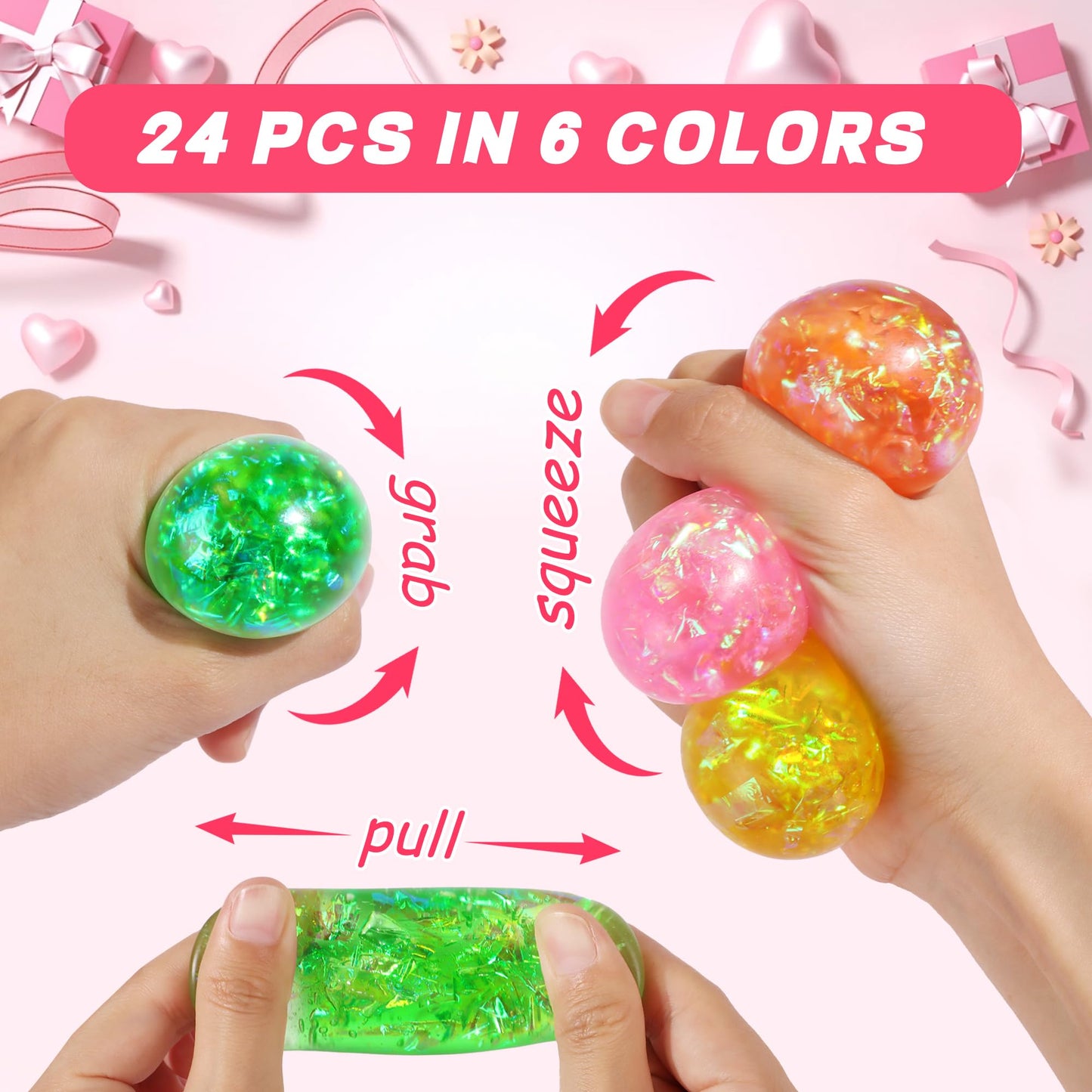 Huyamap 24-Pack Valentines Day Stress Balls with Cards & Bags – Classroom Gift Favors