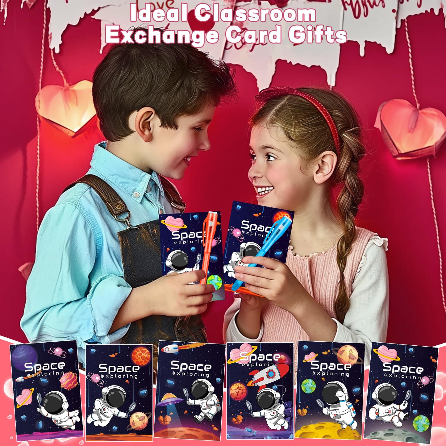 Huyamap 24 Pack Valentines Day Gifts for Kids – LED Invisible Ink Pens & Galaxy Cards