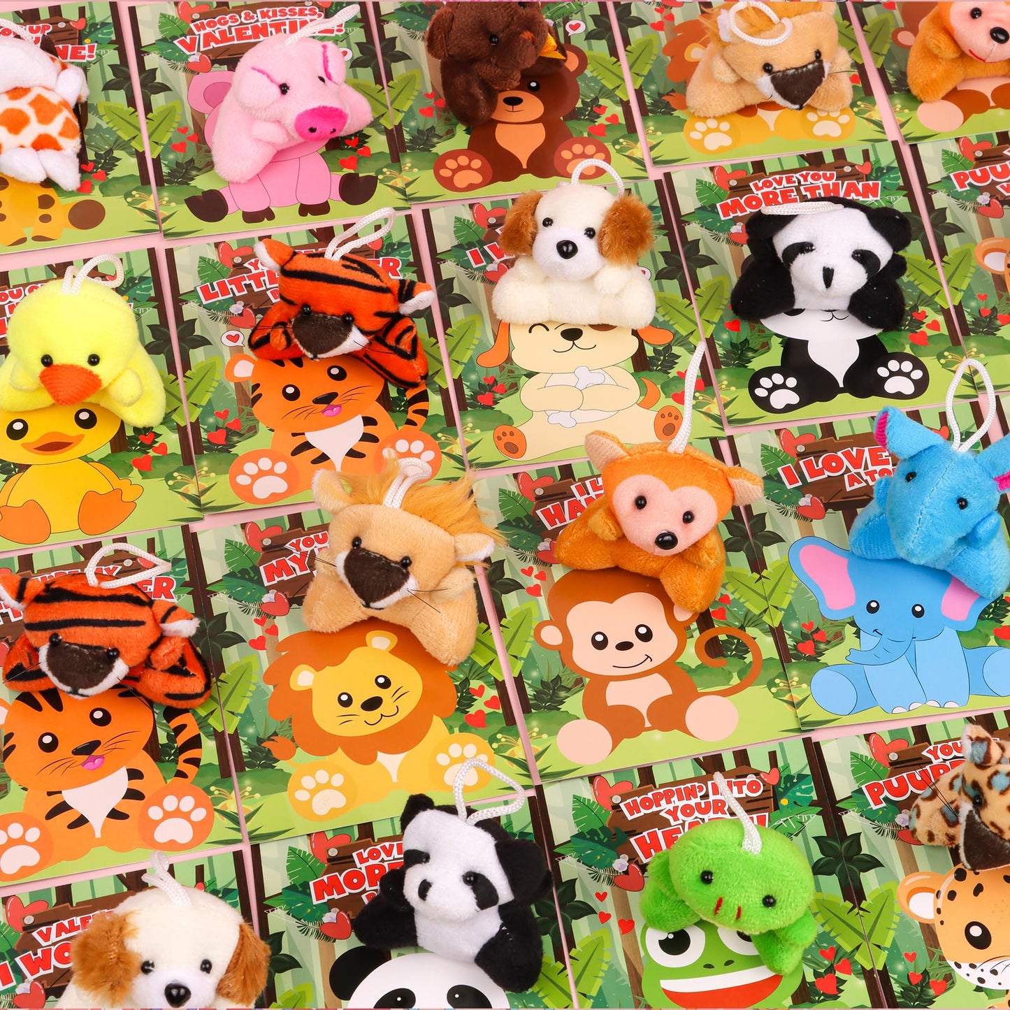 Huyamap 24-Pack Valentine Plush Toys with Cards for Kids Classroom Gifts