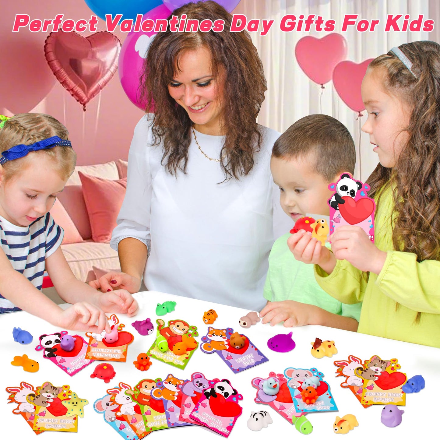 Huyamap 28 Pack Kids Valentines Day Cards with Mochi Squishies – Classroom Gifts