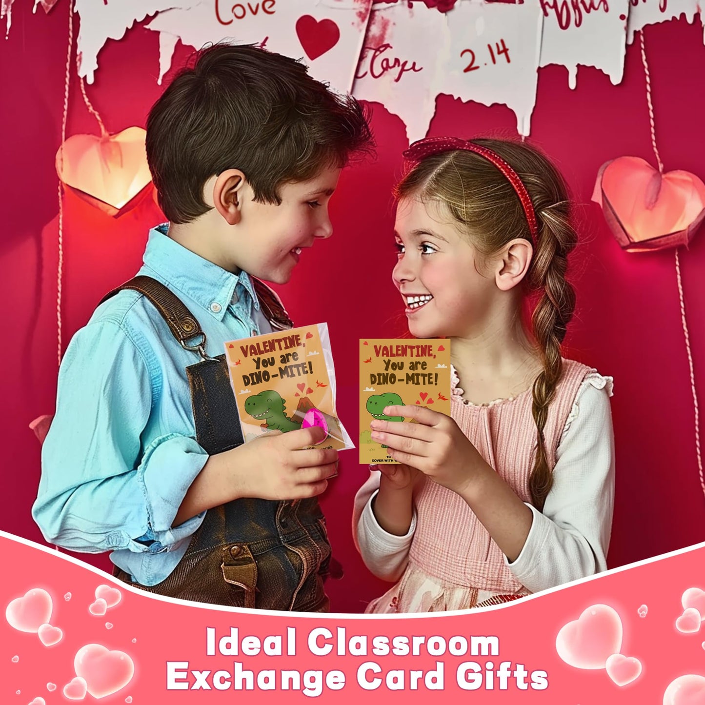 Huyamap 28-Pack Valentine’s Day Gifts for Kids: Dinosaur Egg Hatch Toys with Cards & Party Favors