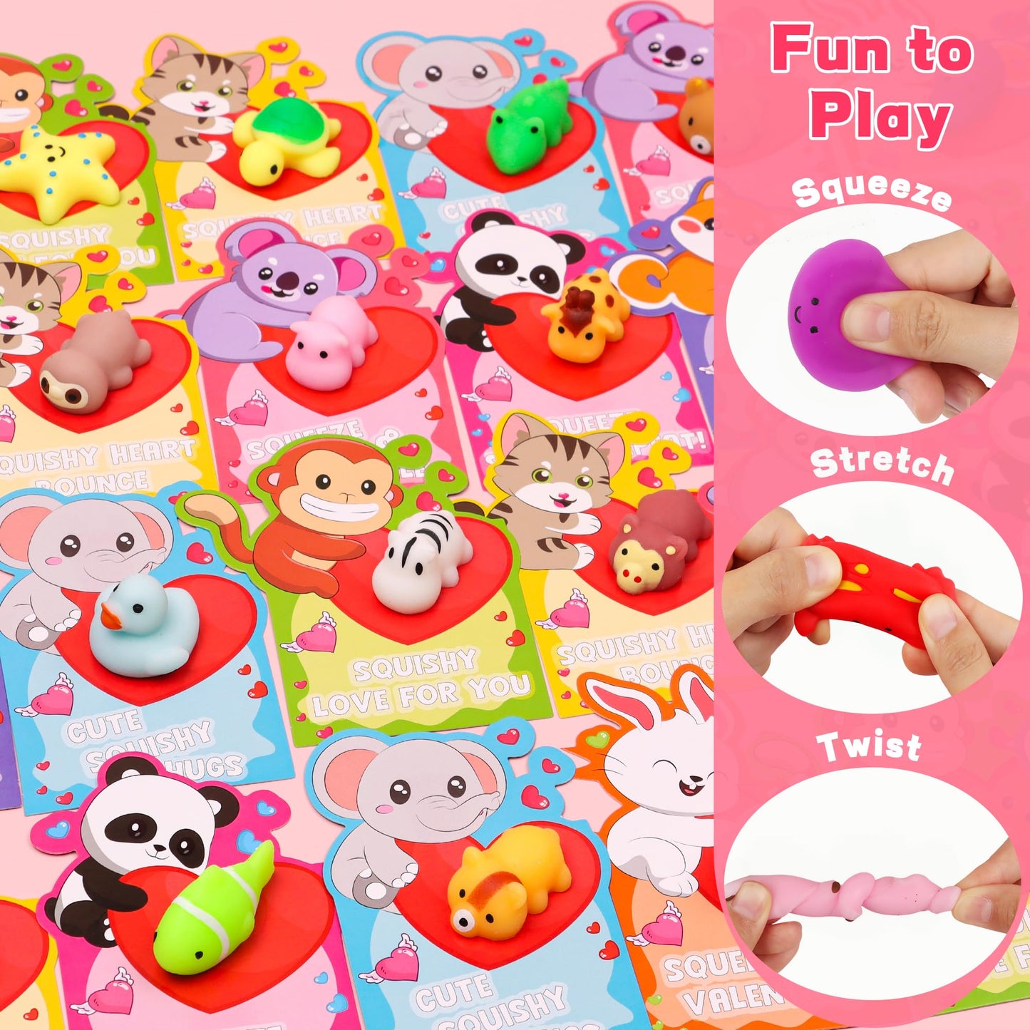 Huyamap 28 Pack Kids Valentines Day Cards with Mochi Squishies – Classroom Gifts
