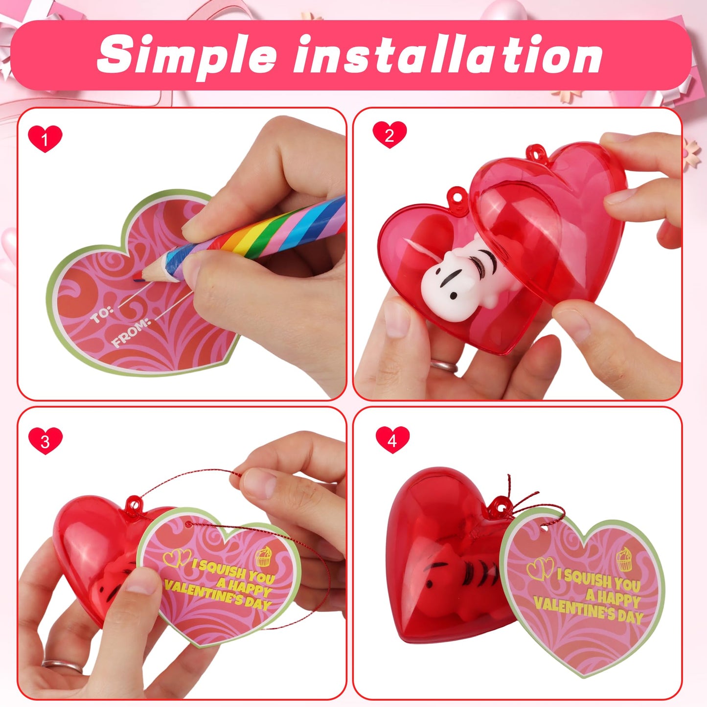 Huyamap 28-Pack Valentines Gifts for Kids – Mochi Squishies, Heart Cards & Classroom Favors